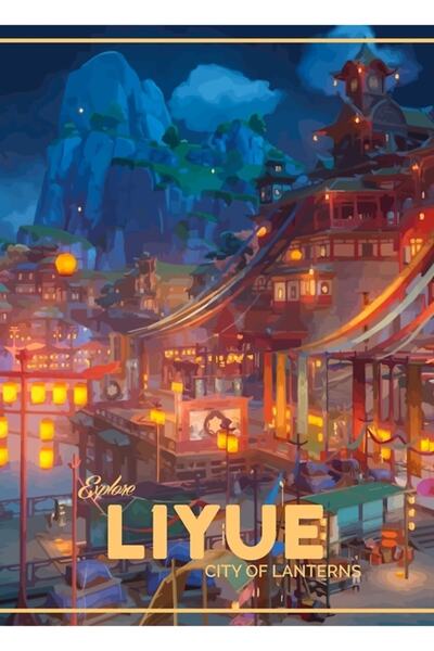 Universal Poster decorativ din lemn Liyue Travel Tableau