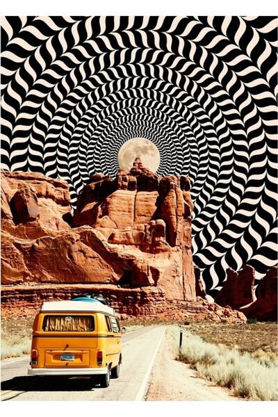 Universal Εντυπωσιακός πίνακας ταξιδιού στο δρόμο, ξύλινη διακοσμητική αφίσα