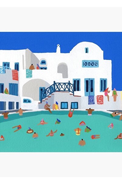 Universal Σαντορίνη Ξύλινη Αφίσα Τέχνης Διακοσμητική