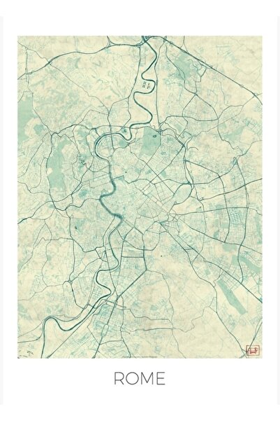 Universal Harta Romei Tablou albastru Poster decorativ din lemn