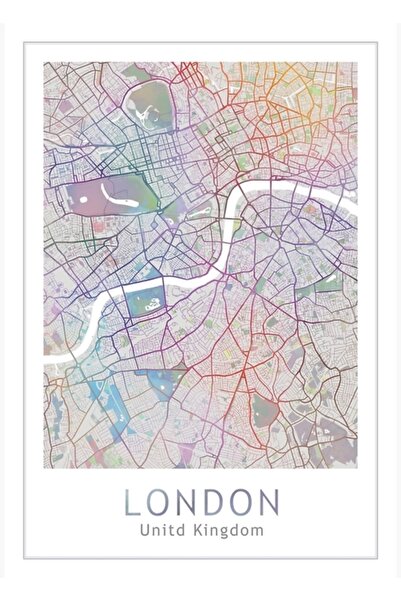 Universal Harta Londrei, Europa, Regatul Unit, Poster decorativ din lemn pent...