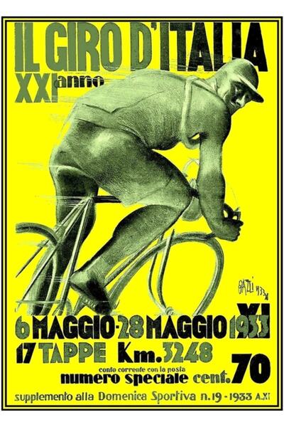 Universal Giro D Italia: 1933 Tablou publicitar tipărit pentru curse de bicic...