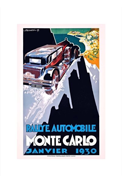 Universal 1930 Ράλι Μονακό Μοντε Κάρλο Αφίσα αγώνων ζωγραφικής ζωγραφικής Ξύλ...