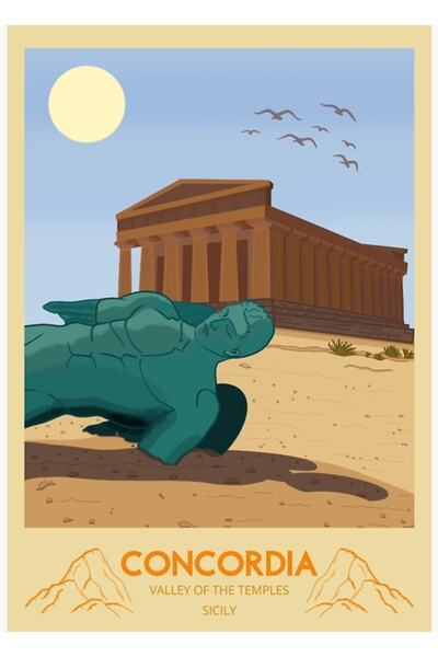 Universal Templul Concordia: Agrigento, Valea Templurilor, Poster decorativ d...