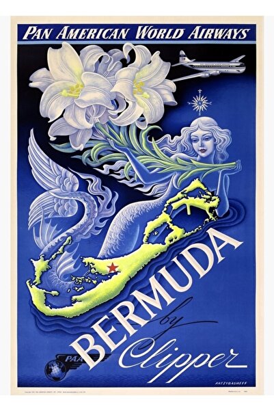 Universal Poster decorativ din lemn cu tematică de călătorie cu sirenă din Be...