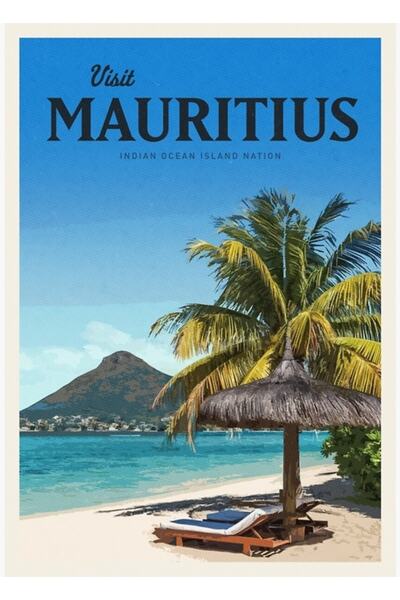 Universal Επισκεφθείτε την Ξύλινη Διακοσμητική Αφίσα Τραπεζιού Μαυρίκιου