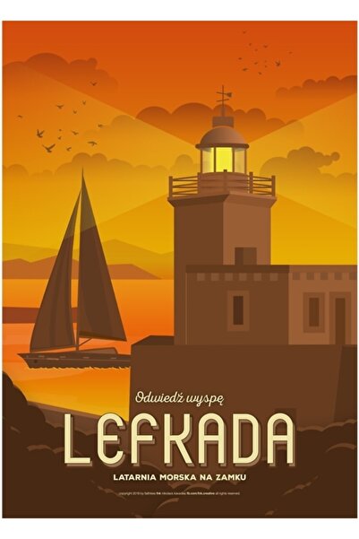 Universal Φάρος στο Ηλιοβασίλεμα, Λεφκάδα (gr) Ξύλινη Διακοσμητική Αφίσα Ζωγρ...