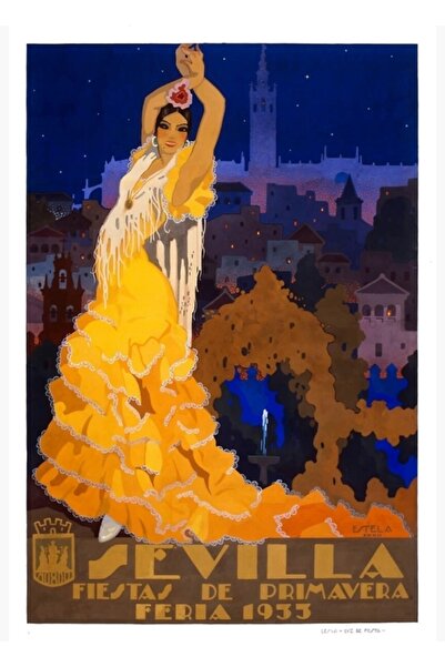 Universal Spania 1933 Târgul de aprilie din Sevilla Poster de călătorie Tablo...