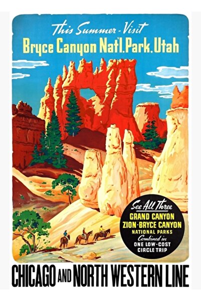 Universal Poster de călătorie din Utah, SUA, pictat, decorativ, restaurat