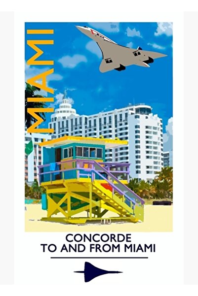 Universal Διακοσμητική ξύλινη αφίσα σε στυλ Concorde Miami