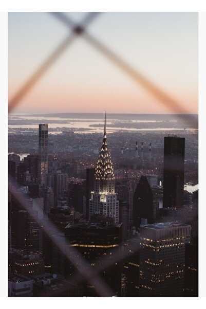 Universal Poster decorativ din lemn cu tablou cu răsăritul soarelui din New York