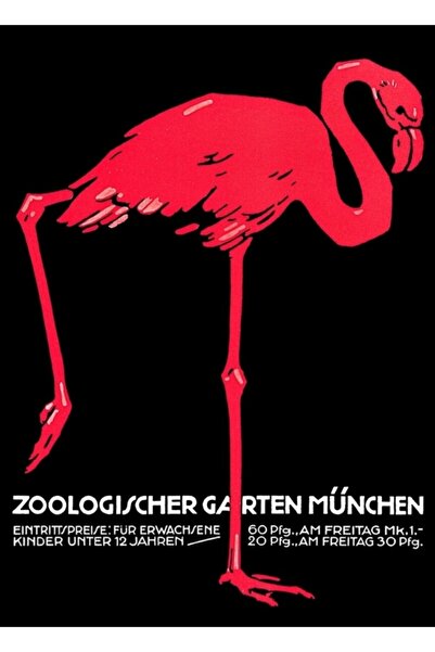 Universal Ροζ Φλαμίνγκο Μόναχο Ζωολογικός Κήπος Ταξιδιωτική Διαφήμιση Πίνακας...