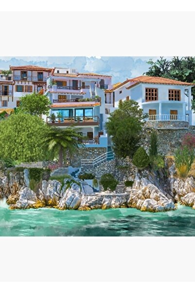 Universal Διακοσμητική Ξύλινη Αφίσα Πίνακας Ελληνικής Ακτής