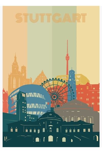 Universal Διακοσμητική ξύλινη αφίσα με σκηνικό της Στουτγάρδης