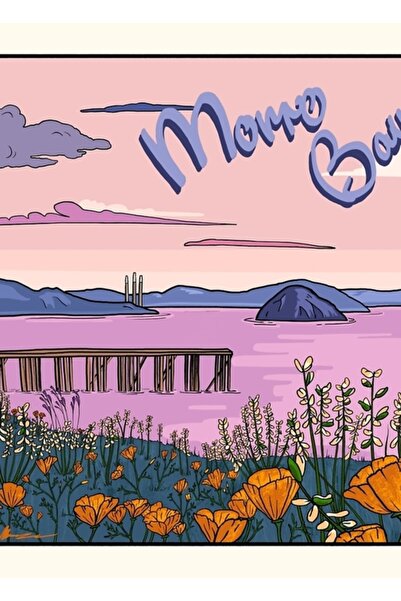 Universal Tablou de călătorie Morro Bay, poster decorativ din lemn