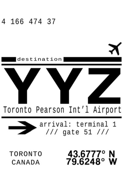 Universal Yyz Διεθνές Αεροδρόμιο Τορόντο Πίαρσον Ξύλινη διακοσμητική αφίσα με...