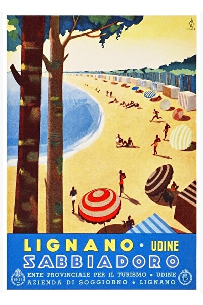 Universal Λινιάνο Ούντινε Σαμπιαντόρο Ιταλία Αφίσα Ταξιδιού Ξύλινη Αφίσα Διακ...