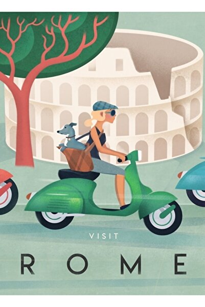 Universal Επιτραπέζια αφίσα ταξιδιού στη Ρώμη Ξύλινη διακοσμητική αφίσα