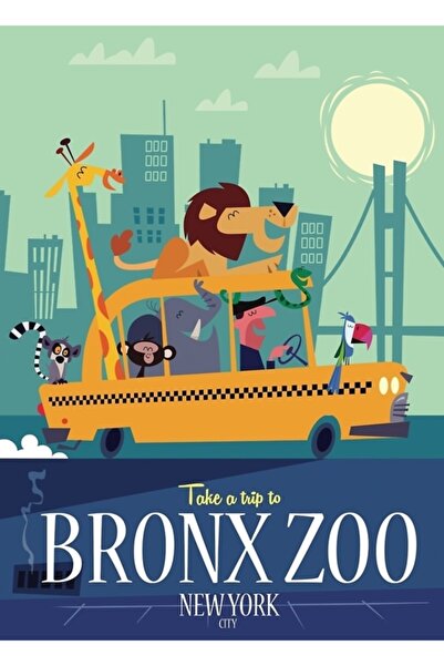 Universal Декоративен дървен плакат-картина на зоопарка Бронкс