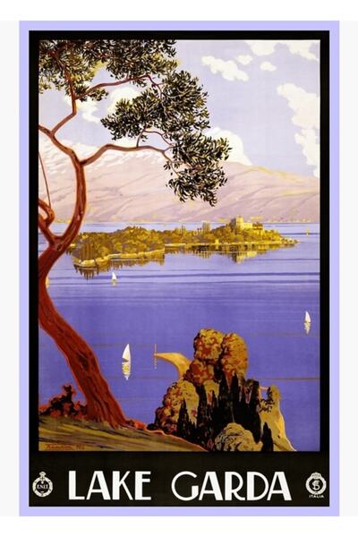 Universal Poster din lemn decorativ cu planșă de călătorie italiană Garda Lak...