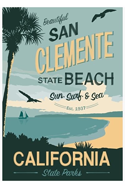 Universal Επιτραπέζια ξύλινη διακοσμητική αφίσα ταξιδιού στην ακτή της πολιτε...