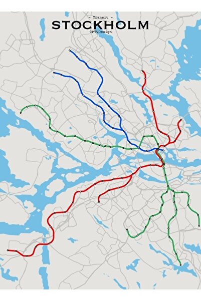 Universal Χάρτης διαδρομών της Στοκχόλμης Ξύλινη διακοσμητική αφίσα με εικονο...