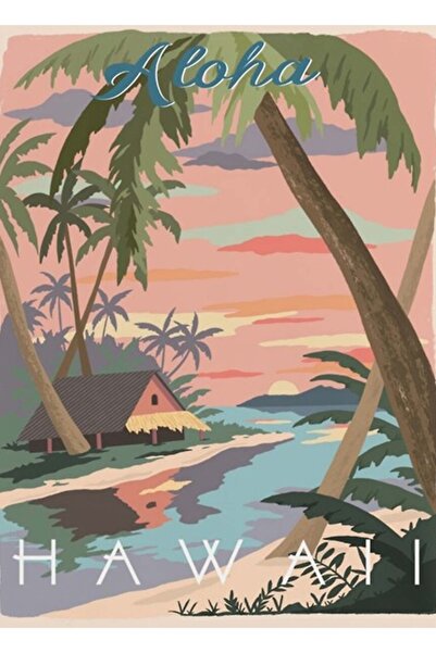 Universal Αφίσα ταξιδιού Aloha Hawaii, Ξύλινη διακοσμητική αφίσα