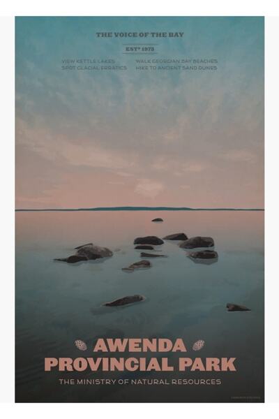 Universal Poster decorativ din lemn cu tablou din Parcul Awenda Il