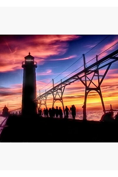 Universal Ηλιοβασίλεμα από το σκαλωσιμόνιο - Γκραντ Χέβεν, Μίσιγκαν, Ξύλινη δ...