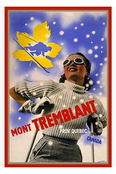 Universal Poster decorativ din lemn cu tablou de călătorie Mont Tremblant, Ca...