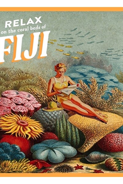 Universal Fiji - Poster decorativ din lemn cu tablou cu bârcă cu apă