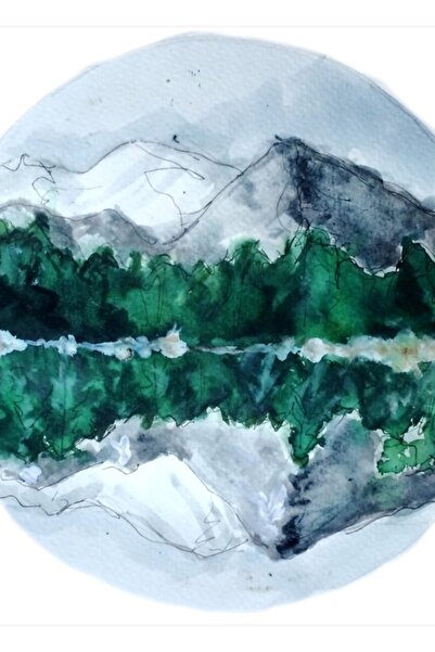 Universal Tablou decorativ din lemn cu reflectare a muntelui lacului