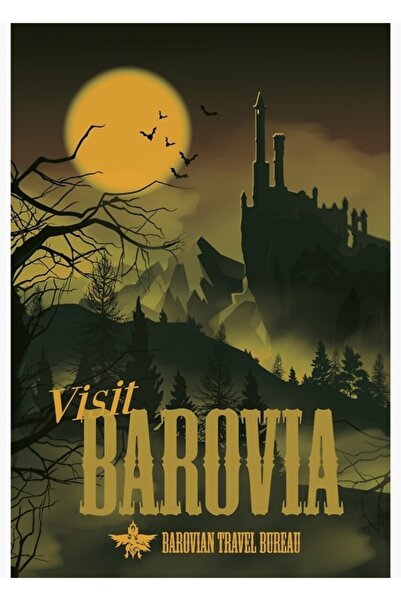 Universal Vizitați Barovia - Poster decorativ din lemn, pictat în galben-verde