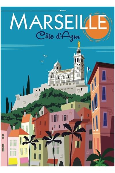 Universal Marseille Notre Dame De La Garde Poster Tablou Poster din lemn Deco...