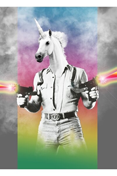 Universal Poster decorativ din lemn cu unicorn cool