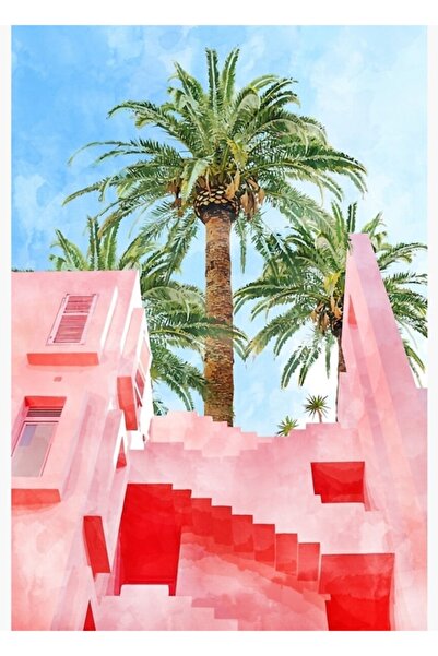 Universal Розов тропически # изображение # Декоративен дървен постер  "Тропич...