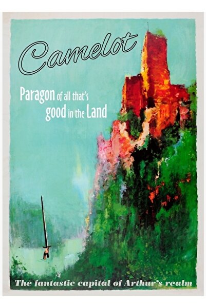 Universal Vizitați Camelot - Poster turistic, tablou, afiș decorativ din lemn