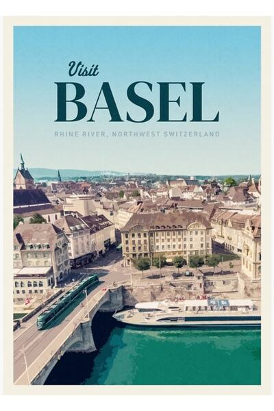 Universal Vizitați Basel Tablo, afișul decorativ din lemn