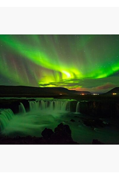 Universal Poster decorativ din lemn cu tablou cu lumini nordice din Islanda