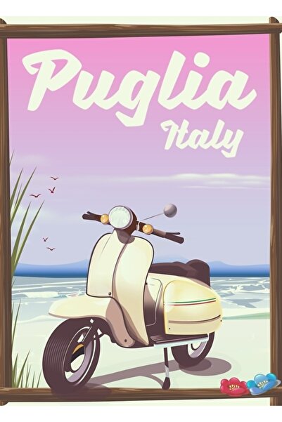 Universal Puglia Italia Poster de călătorie cu scuter Tablou Poster din lemn ...