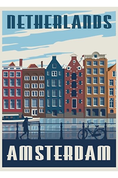 Universal Poster de călătorie Amsterdam, tablou decorativ din lemn