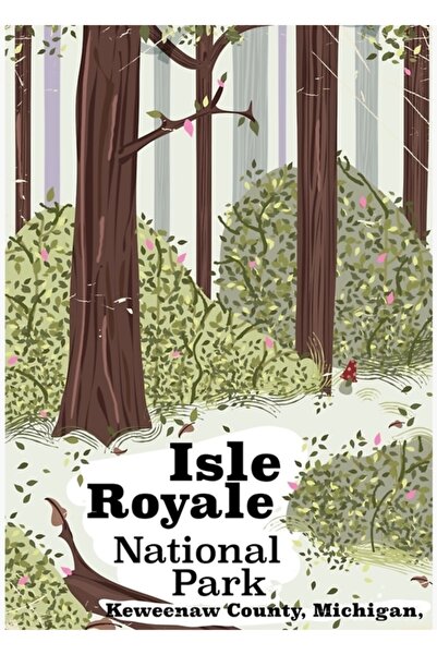 Universal Parcul Național Isle Royale Poster de călătorie vintage Pictură Pos...