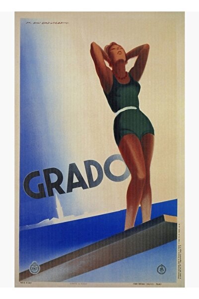 Universal Grado Ιταλία, Ιταλική διαφήμιση ταξιδιών, διακοσμητική αφίσα από ξύ...