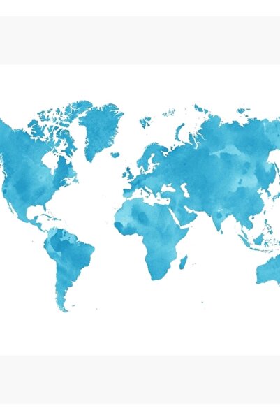 Universal Μπλε ακουαρέλα Χάρτης του κόσμου Ξύλινη διακοσμητική αφίσα