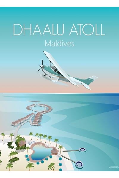 Universal Tablou decorativ din lemn cu afișul orașului Maldivi, poster decora...