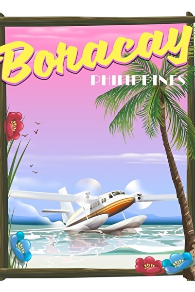 Universal Boracay Filipine Placă decorativă din lemn cu poster de călătorie p...