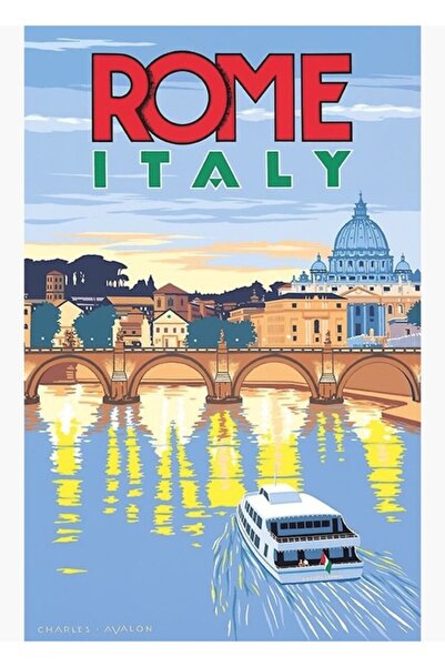 Universal Ρώμη Ιταλία Ξύλινη Αφίσα Τέχνης Διακοσμητική