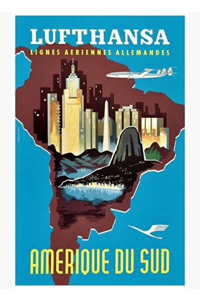 Universal 1958 Lufthansa America de Sud Poster de călătorie Tablou Poster din...