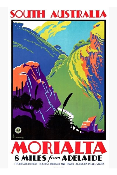 Universal Afiș de călătorie Morialta din Australia de Sud, pictură pe lemn, d...