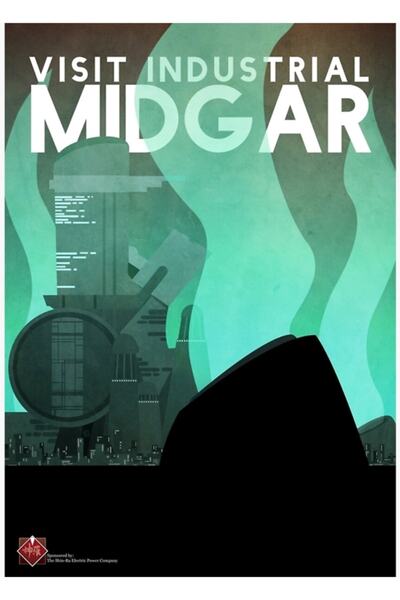 Universal Poster de călătorie Midgar, tablou decorativ din lemn